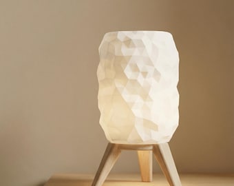 Lámpara de mesa geométrica impresa en 3D, luz ambiental escandinava para mesita de noche
