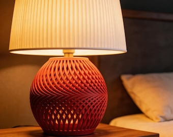 Lámpara de mesa VOLTO – Iluminación geométrica escultural impresa en 3D – Decoración moderna para la mesita de noche