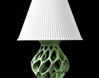 EXO Lamp – Organic Sculptural Table Lamp, Parametric 3D Printed Sage Green Bedside Decor