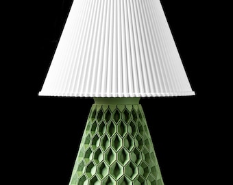 HEXA Lamp – 3D Printed Geometric Table Lamp, Sage Green Honeycomb Design