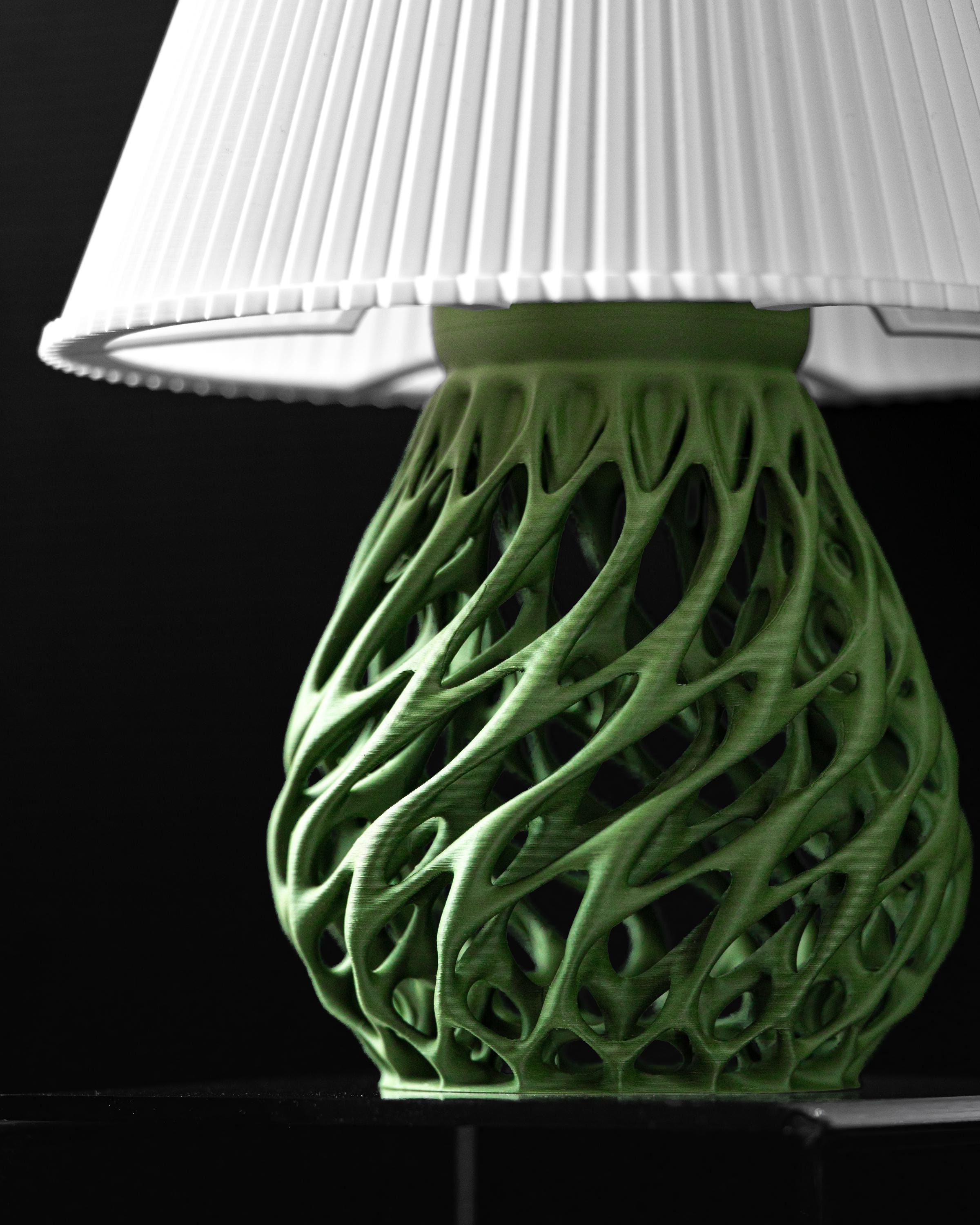 TWISTED 3D Printed Table Lamp – Organic Spiral Lattice Base, Botanical ...