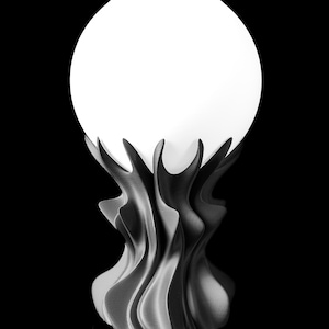 ORB 3D Printed Lamp – Sculptural Flame Wave Base, Globe Shade (LED Bulb Included)