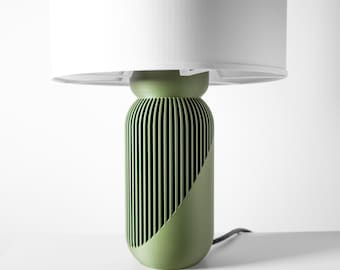 YAB 3D Printed Ribbed Capsule Lamp – Sage Green Minimalist Scandinavian Bedside Light