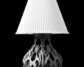 FLUTTER 03 Sculptural 3D Printed Table Lamp – Organic Flame Form, Matte Black Designer Art Light