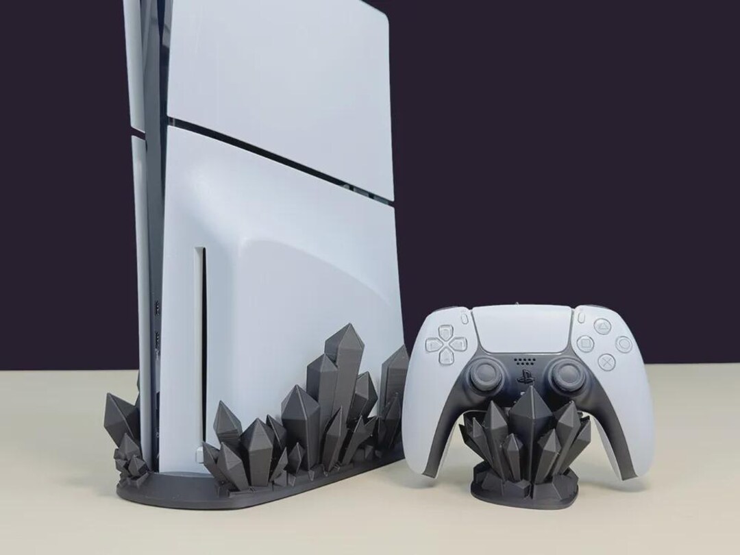 Crystal PS5 Stand & Controller Holder Set, 3D Printed Gaming Desk Decor ...