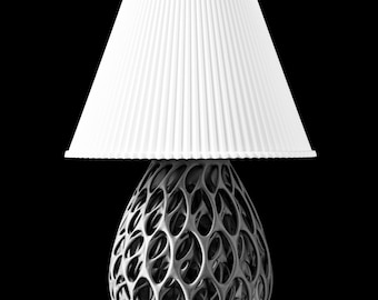 INVADER 02 - 3D Printed Sculptural Table Lamp – Organic Oval Lattice, Matte Grey Design