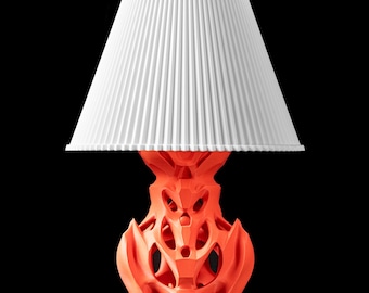 FLUTTER 02 3D Printed Sculptural Lamp – Flame Organic Form, Bold Red Orange Art Light