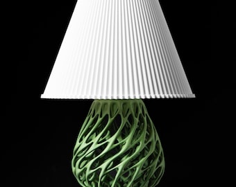 TWISTED 3D Printed Table Lamp – Organic Spiral Lattice Base, Botanical Decor