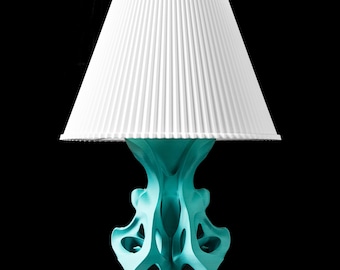 FLUTTER 01 3D Printed Sculptural Table Lamp – Organic Coral Form, Teal Turquoise Home Decor