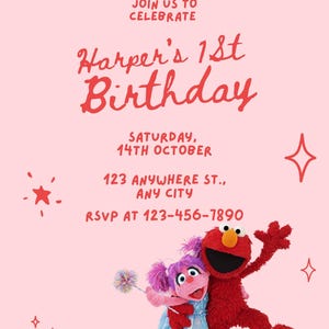 Abby Cadabby and Elmo Digital Birthday Invitation Sesame Party Invite  Printable Elmo & Abby Kids Birthday Invite
