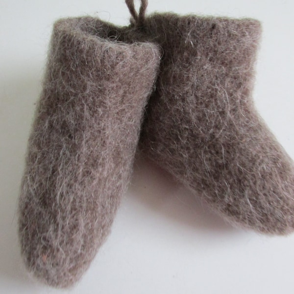 Felted Sock Slippers Baby  Toddler Slippers Made in Maine Unique Brown