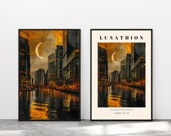 Lunathion Inspired Print Digital Download Crescent City Printable Bookish Wall Art Booknook Corner Booktok Book Lovers Gift