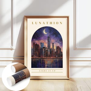 Crescent City Lunathion UNFRAMED Wall Art Light It Up Bryce Bookish Gift Idea Sara J Maas Booktok corner Lunathion Skyline Art Print