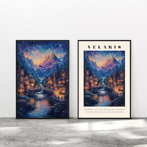 Acotar Print Digital Download Velaris Acotar Art Print Printable City of Starlight Christmas Village Bookish Wall Art Digital Prints