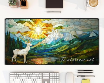 To Whatever End Throne of Glass Inspired Deskmat Stained Glass Aesthetic Mouse Pad Fantasy Mousepad Mountain Sunrise Art SJM merch