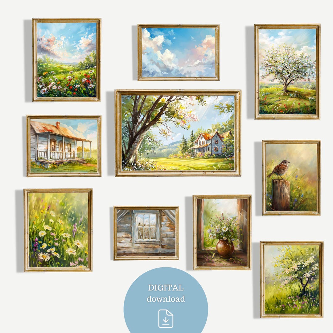 Spring Cottage Core Wall Art Set of 9 | Instant Digital Download Prints ...
