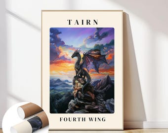 Póster de Fourth Wing Tairn Arte de Fourth Wing Dragones Empíreos Rebecca Yarros Arte de pared SIN MARCO Arte inspirado en libros Arte de Onyx Storm Dragon Rider