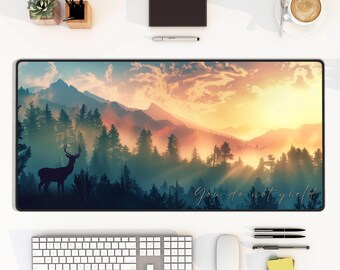 Sunset deskmat, Throne of Glass Sara J Maas, TOG fan art, Bookish Gift for her, Fantasy forest Large Deskmat, landscape art deskmat
