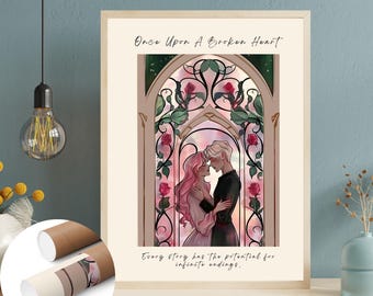 Lámina "Érase una vez un corazón roto", Finales infinitos, Arte mural sin marco, Stephanie Garber, El príncipe de corazones de Jack, Evangeline Fox, Booktok Art