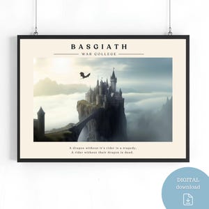 Fourth Wing digital instant download Basgiath War College Landscape , Parapet art download, Rebecca Yarros Dragon Rider Print