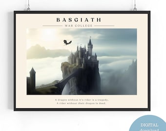 Fourth Wing digital instant download Basgiath War College Landscape , Parapet art download, Rebecca Yarros Dragon Rider Print