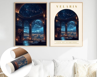 City of Starlight Velaris ACOTAR  Night court Unframed Wall Art Poster Sara J Maas Merch Rhysand and Feyre Bookish Gift Ideas