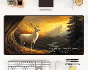 Terrasen Stag Desk Mat Throne of Glass Inspired Fantasy Desk Pad | Bookish Aesthetic Mousepad | Sara J Maas merch  |  Sunset Mousepad