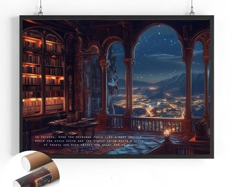 House of Wind UNFRAMED Wall Art Velaris City of Starlight ACOTAR Rhysand and Feyre ACOMAF Night Court Library