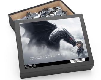 Tairn and Violet Sorrengail Fourth Wing Puzzle Art  Dragon Rider Gift for Book Lovers Rebecca Yarros Fantasy Art