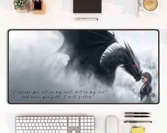 Fourth Wing Dragon Rider Desk Mat, Tairn and Violet Sorrengail deskmat XL gaming mouse pad, Iron Flame Basgiath Fan Art, Fantasy Mouse pad