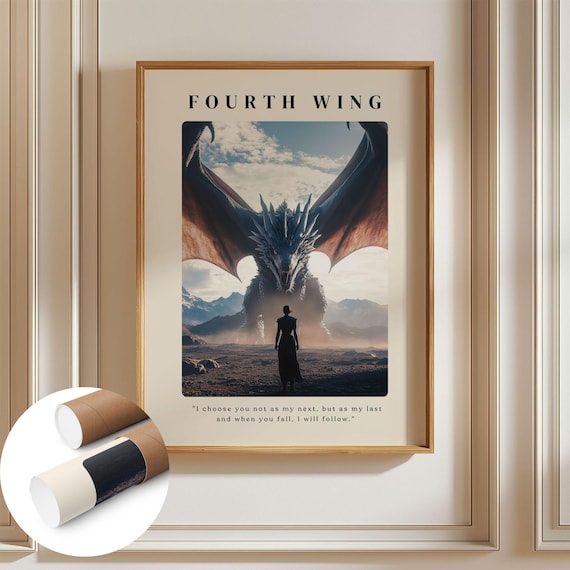 Fourth Wing Tairn and Violet Sorrengail  UNFRAMED WALL Art Decor, Rebecca Yarros, Iron Flame, Dragon Rider, Bookish Poster, FMC, Fantasy Art