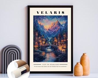 Acotar Print Poster VELARIS City of Starlight ACOTAR UNFRAMED Wall Art Poster Sarah J Maas Merch Christmas Village Book Lovers Gift