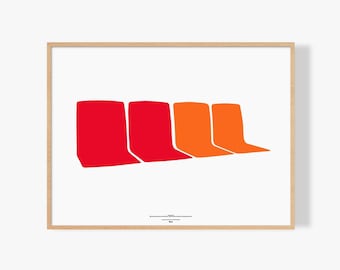 4 Sitze auf der 1 U-Bahn Poster | New York City | NYCTA | MTA | 1-Zug | mattes Poster | moderne abstrakte Wandkunst | ideal für zu Hause oder im Büro