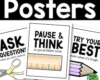 Bearbeitbares Mathe-Klassenzimmer druckbare Poster für die Mittelschule-Klassenzimmerdekoration, bunte Pastellschulmaterialien