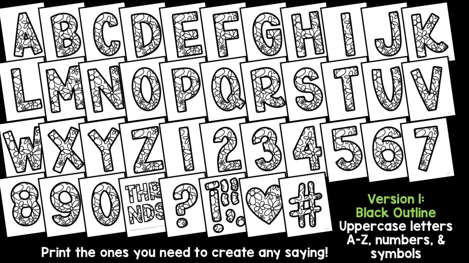 Spring Flower Bulletin Board Alphabet Letters and Numbers for April and ...