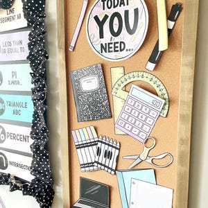 Tarjetas de materiales visuales para mostrarles a los estudiantes lo que necesitan para la clase de hoy en colores pastel