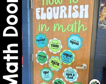 Math Classroom Door Design Decoration to Print, Cut, and Hang, How to Flourish in Math with Flowers