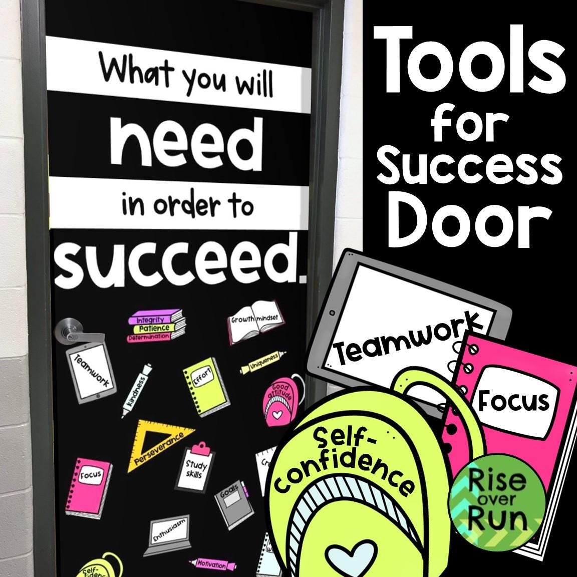 Math Classroom Door Design Decoration to Print and Hang with School Supplies Pictures, What You Need in Order to Succeed