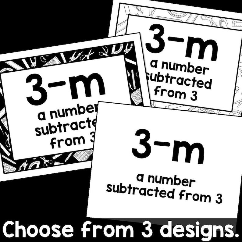 Math Classroom Posters for Middle School With Algebraic Expressions ...