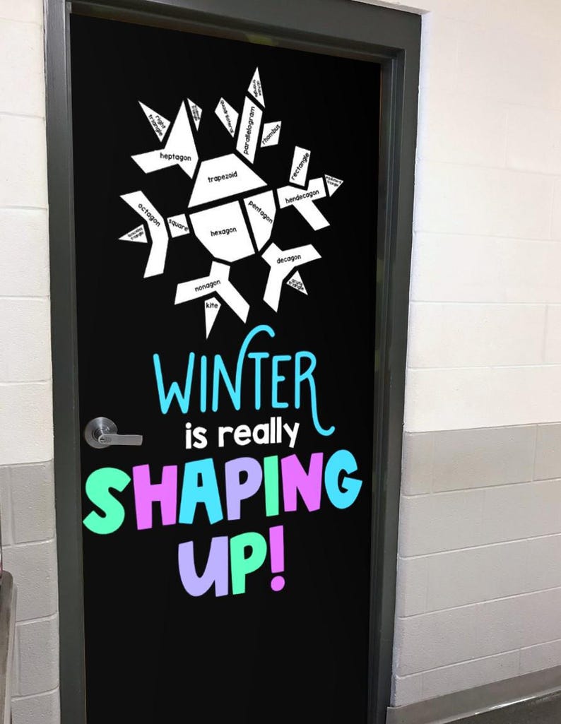 Winter Door Decoration for Math Classroom With a Snowflake Made of ...