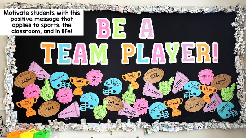 Football Bulletin Board Kit with Ways to Be a Team Player | Digital Download to Print, Cut, and Hang as Classroom Decor image 6