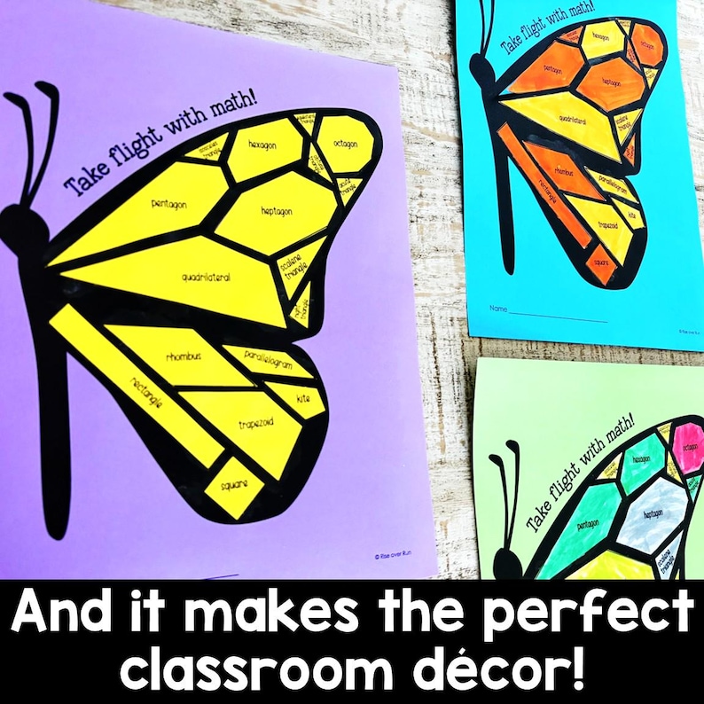 Spring Butterfly Math Craft for 2D Shapes and Polygons Activity in ...