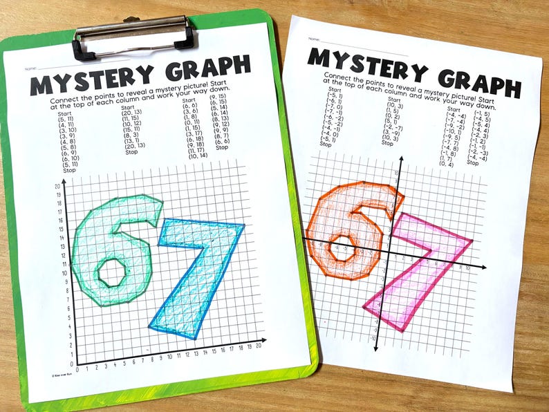67 Six Seven Coordinate Graphing Math Activity Worksheet - Etsy