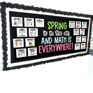 Spring Math Bulletin Board With Everyday Math Examples, Easy DIY Kit ...