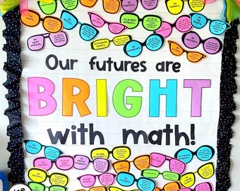 Sommer Mathe Pinnwand mit Sonnenbrillen Mathe Karriere Poster | Druckbares DIY Bulletin Board Kit zum Ausschneiden und Aufhängen