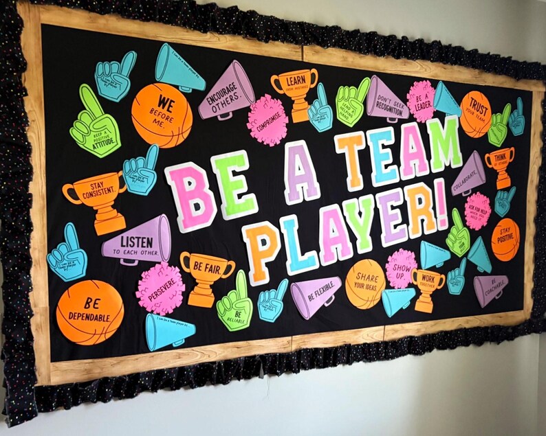 Football Bulletin Board Kit with Ways to Be a Team Player | Digital Download to Print, Cut, and Hang as Classroom Decor image 2