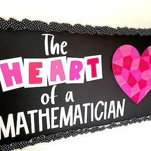 Math Bulletin Board Kit for February and Valentine&#39;s Day, Easy DIY Print and Cut Pieces