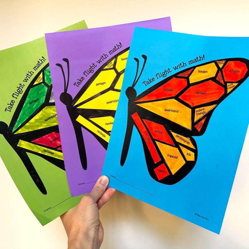 Spring Butterfly Math Craft for 2D Shapes and Polygons Activity in ...