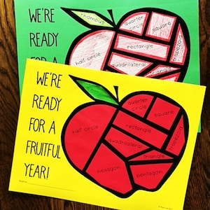 First Day Activity Apple Shape Math Craft for First Day of School in 1st, 2nd, 3rd Grade