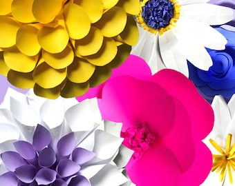 Paper Flower Instructions for DIY Cut and Create Your Own Party Decorations Craft Template